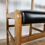 Ensemble de quatre chaises en hêtre et cuir