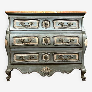 Commode Tombeau Bordelaise Louis XV en bois patiné peint vers 1750