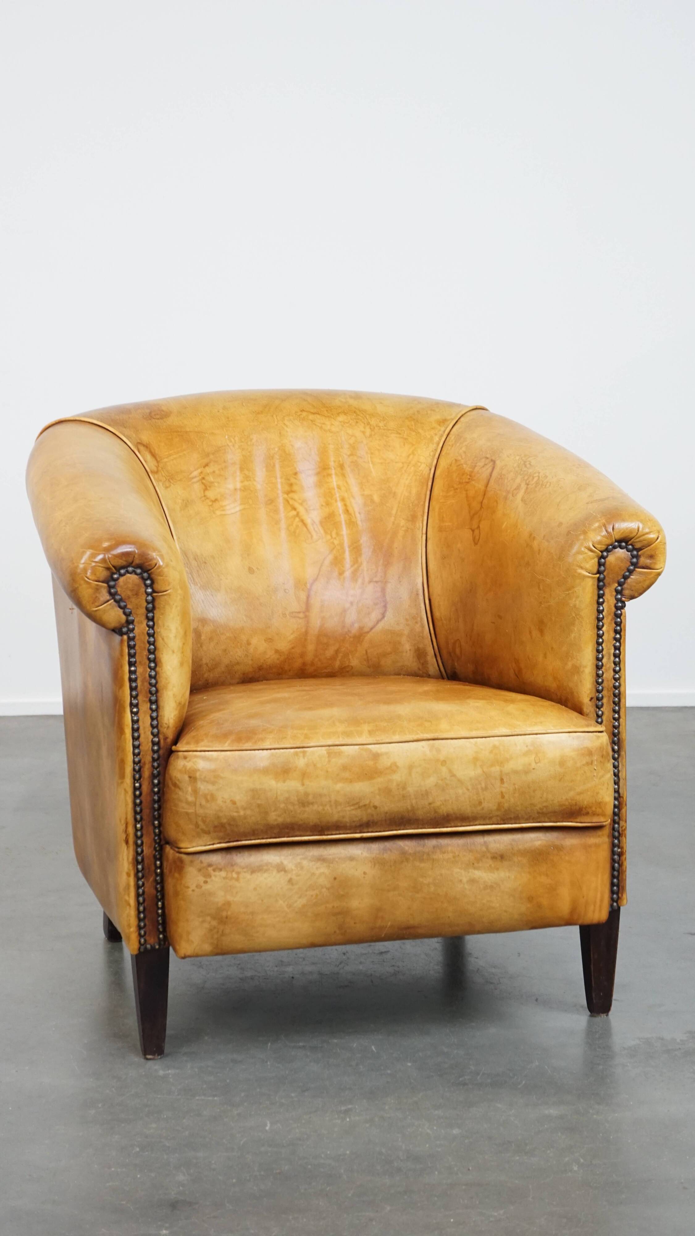 Cow leather English style club chair