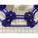 Venetian octagonal blue floreal hand-carving mirror in murano glass style