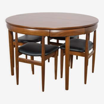 Mid-Century Teak Dining Table & Chairs by Hans Olsen for Frem Røjle, 1960s, Set of 5