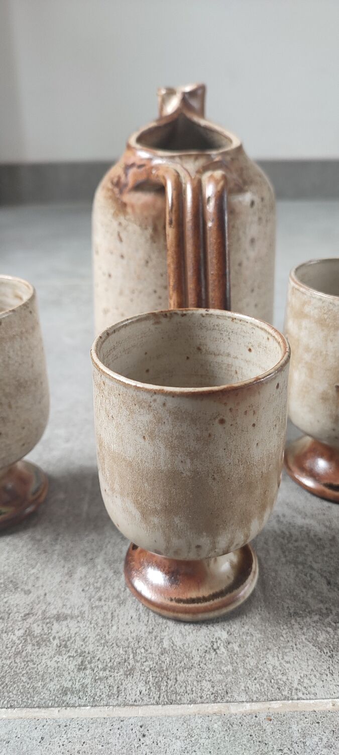 Service trio in pyrite stone Puisaye Jean-Pierre Prud'homme.