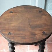 Wooden table with spool legs, coffee table, wooden side table, wooden end table, vintage round table, wooden table.