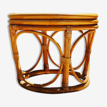 Pouf rotin vintage