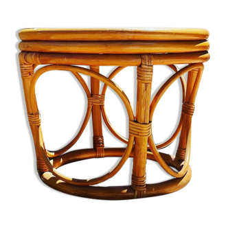 Vintage rattan pouf