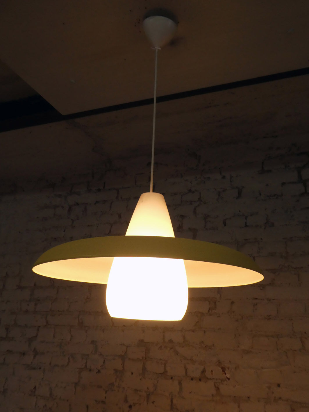 Granite metal & opaline hanging lamp 1950