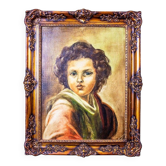 Portrait of Small Boy, 1940s, Oil on Canvas, Framed