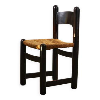 Chaise rustique en osier avec cadre en bois massif, 2 pièces