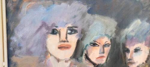 Mino maccari oil-based print 30x40 three female figurines