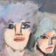 Mino maccari oil-based print 30x40 three female figurines