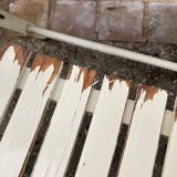 Five wooden garden armchairs