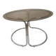 ​Table à manger en métal chromé et verre fumé