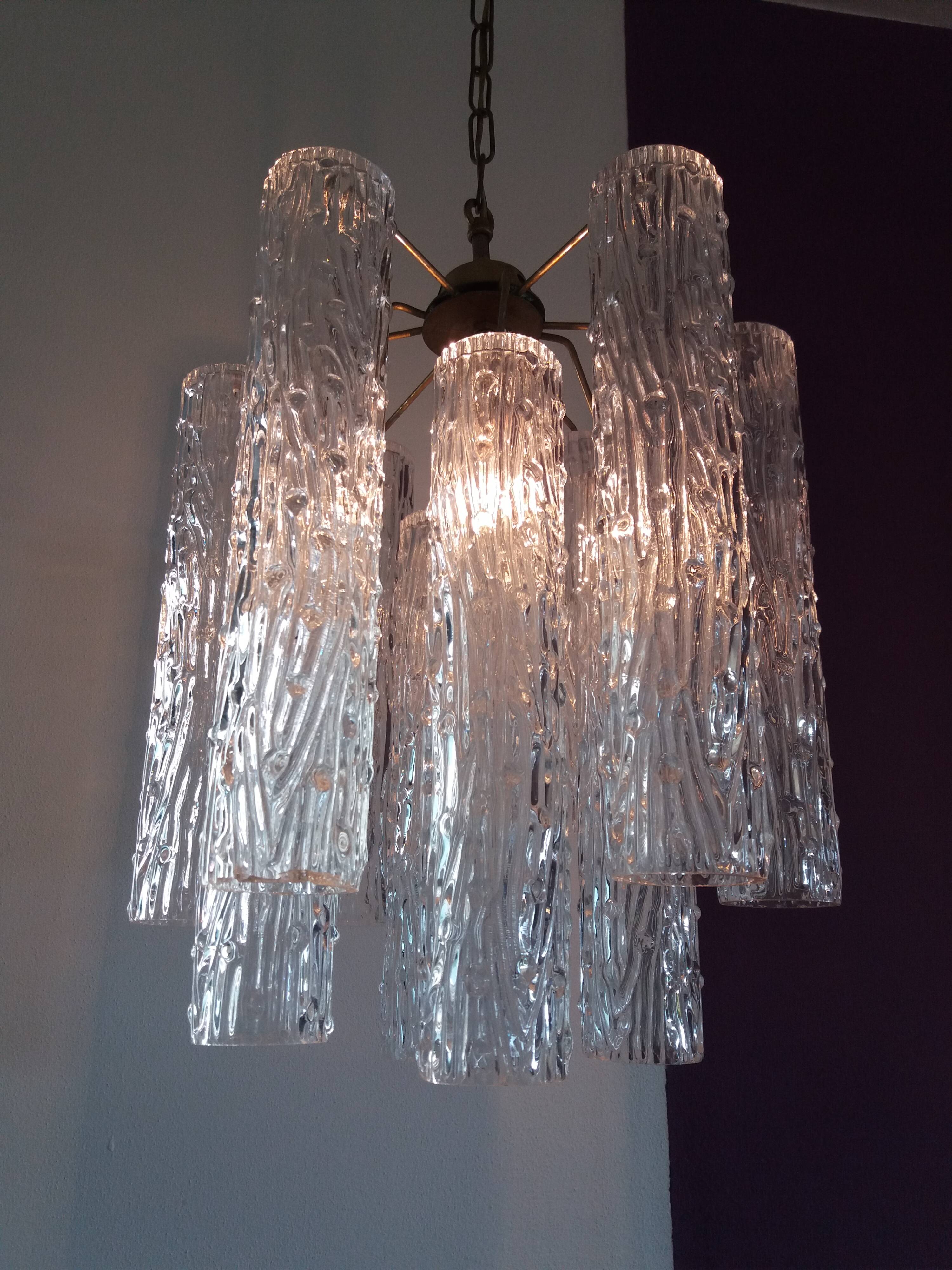 Murano glass chandelier "Tronchi" style 60's Venini style