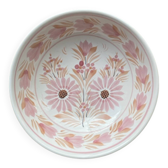HB-Henriot earthenware bowl, pink floral decoration, France