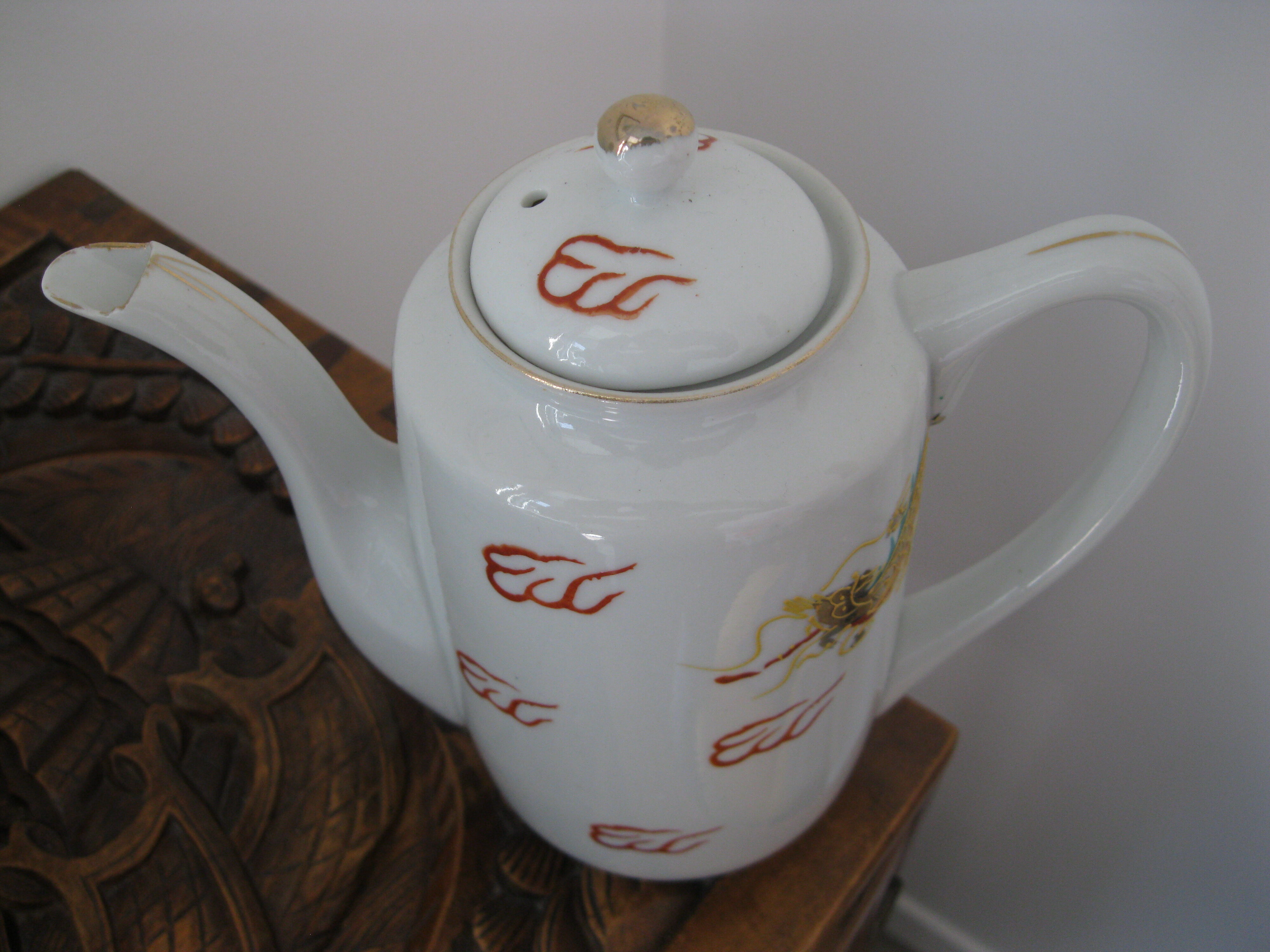 Asian porcelain dragon coffee set