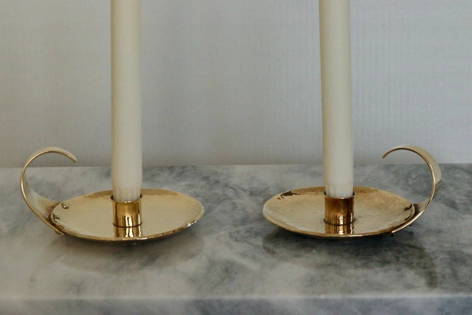 Pair of Swedish mid-century candlestick holders by Skutuna