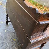 19th-century Renaissance carved oak desk with chair