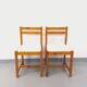 Pair of vintage chairs in pine and white terry fabric from the 70s