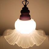 Suspension en verre transparent forme tulipe
