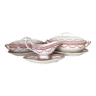 Set of two covered dishes, a gravy boat and three Moulin des Loups dishes