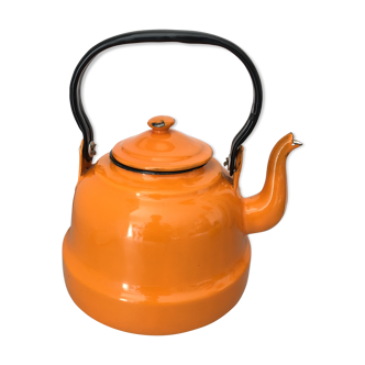 Orange enamelled kettle