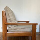 Maison Regain style modernist armchair in solid elm