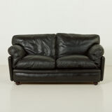 Poppy 2-seater leather sofa by Tito Agnoli for Poltrona Frau, 1970s