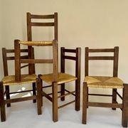Set de quatre chaises paysannes paillées
