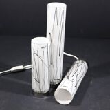 3 glass table lamps by Herstal, Denmark 1980