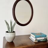 Vintage Oval Mirror Wooden Frame