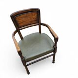 4 x RAC Royal English dining chairs / green leather cushions