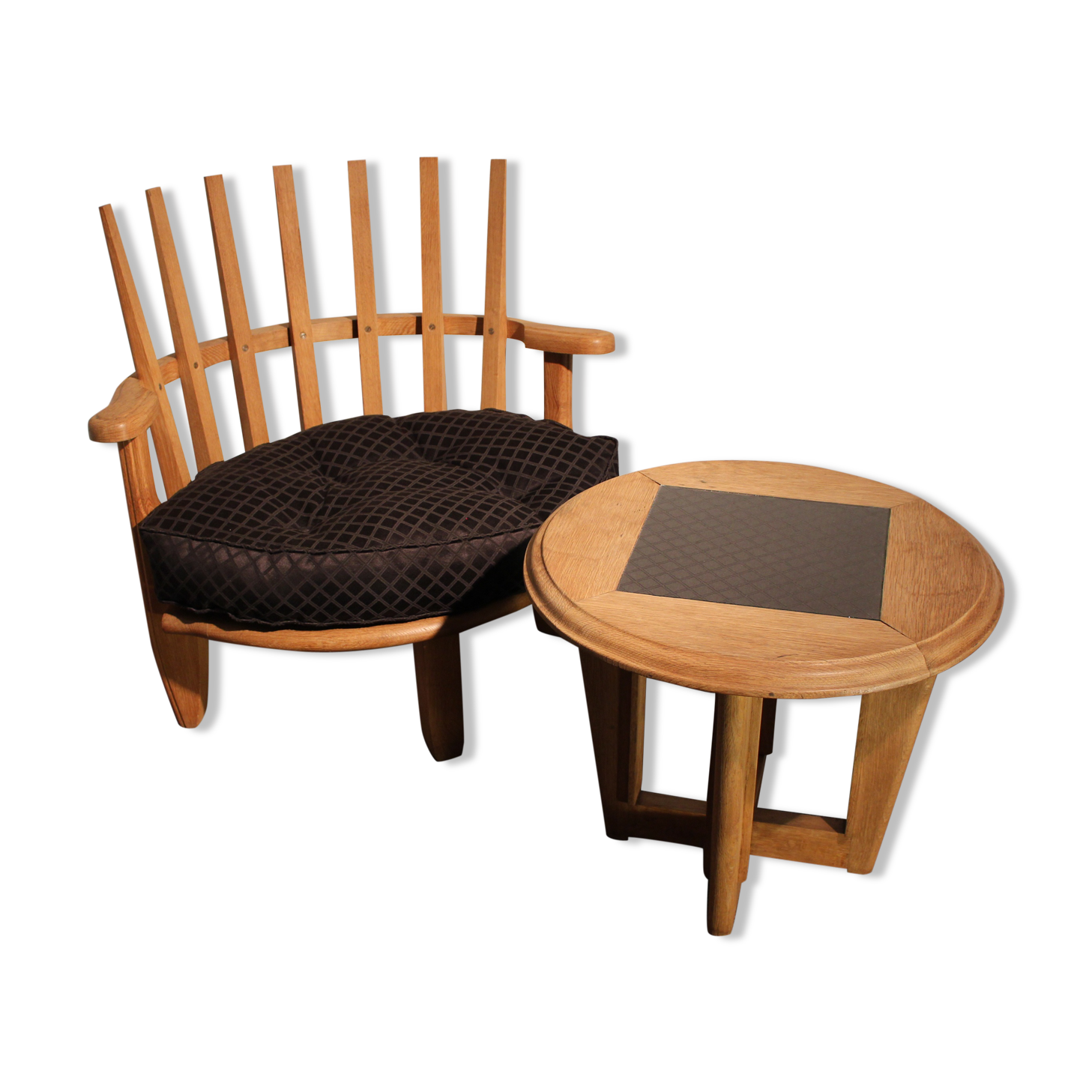 Armchair and his pedestal of Guillerme et Chambron, circa 1960