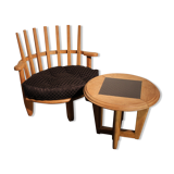 Armchair and his pedestal of Guillerme et Chambron, circa 1960