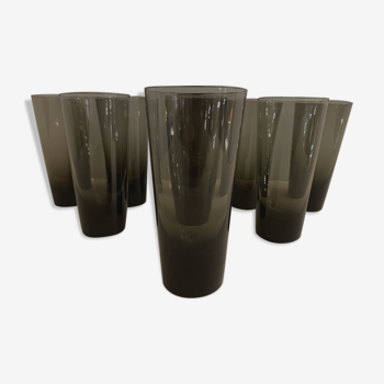 9 glasses of smoked glass, height 11.5 cm