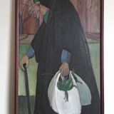 Elena Brugo (born in 1938) oil on paper 1986 "end of market"