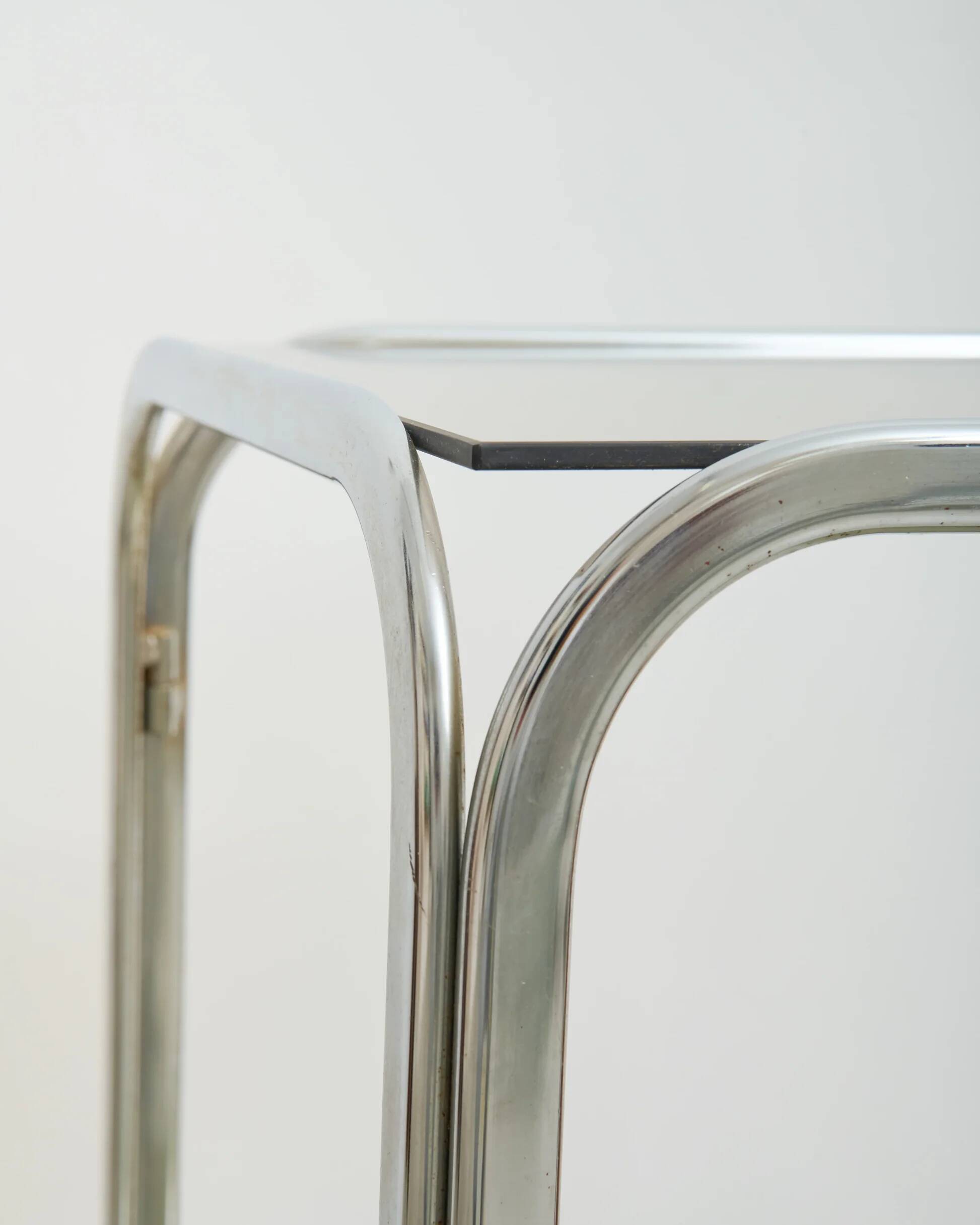 Tubular side table with smoked glass tops, 1970s