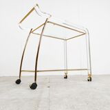 Chariot à boissons en laiton et lucite, années 1970