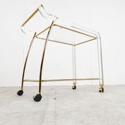Brass and lucite drinks trolley, 1970s