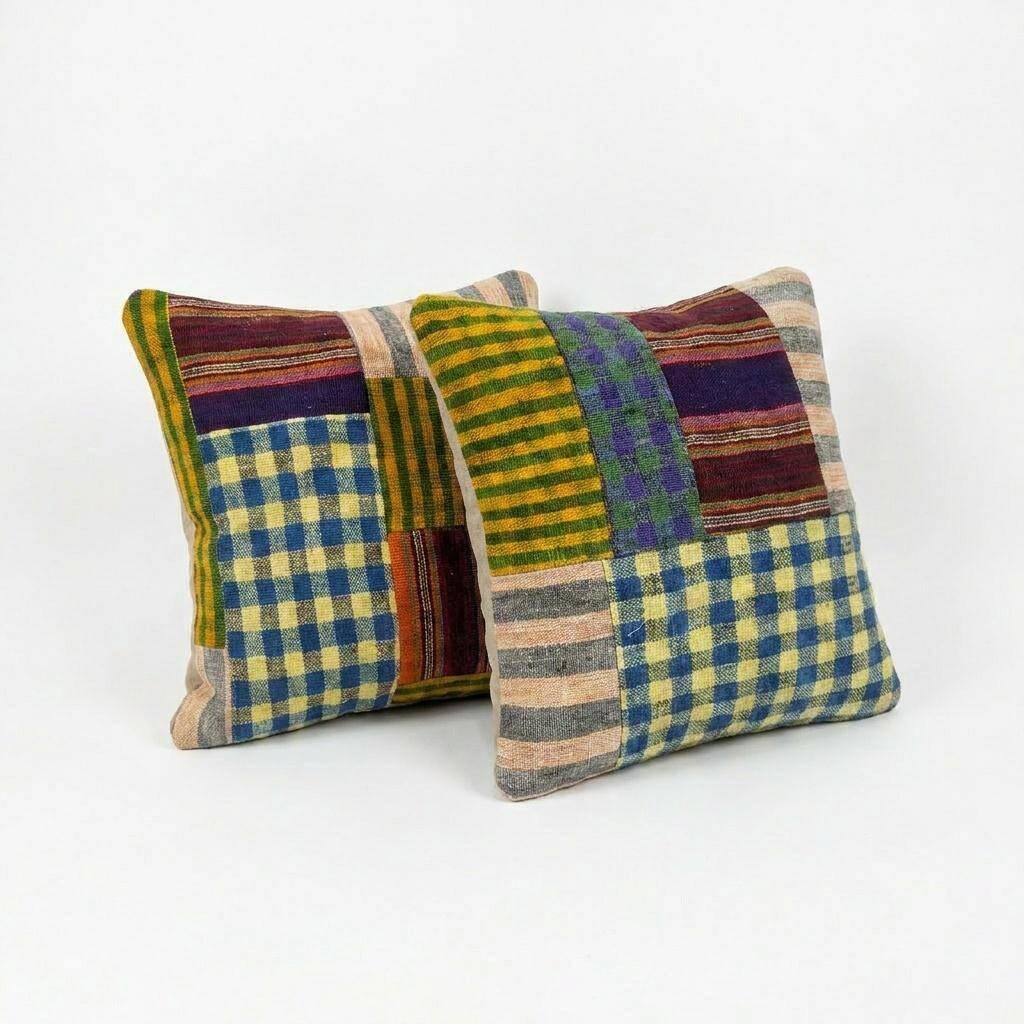 Set of 2 vintage kilim cushion covers 51x51 cm