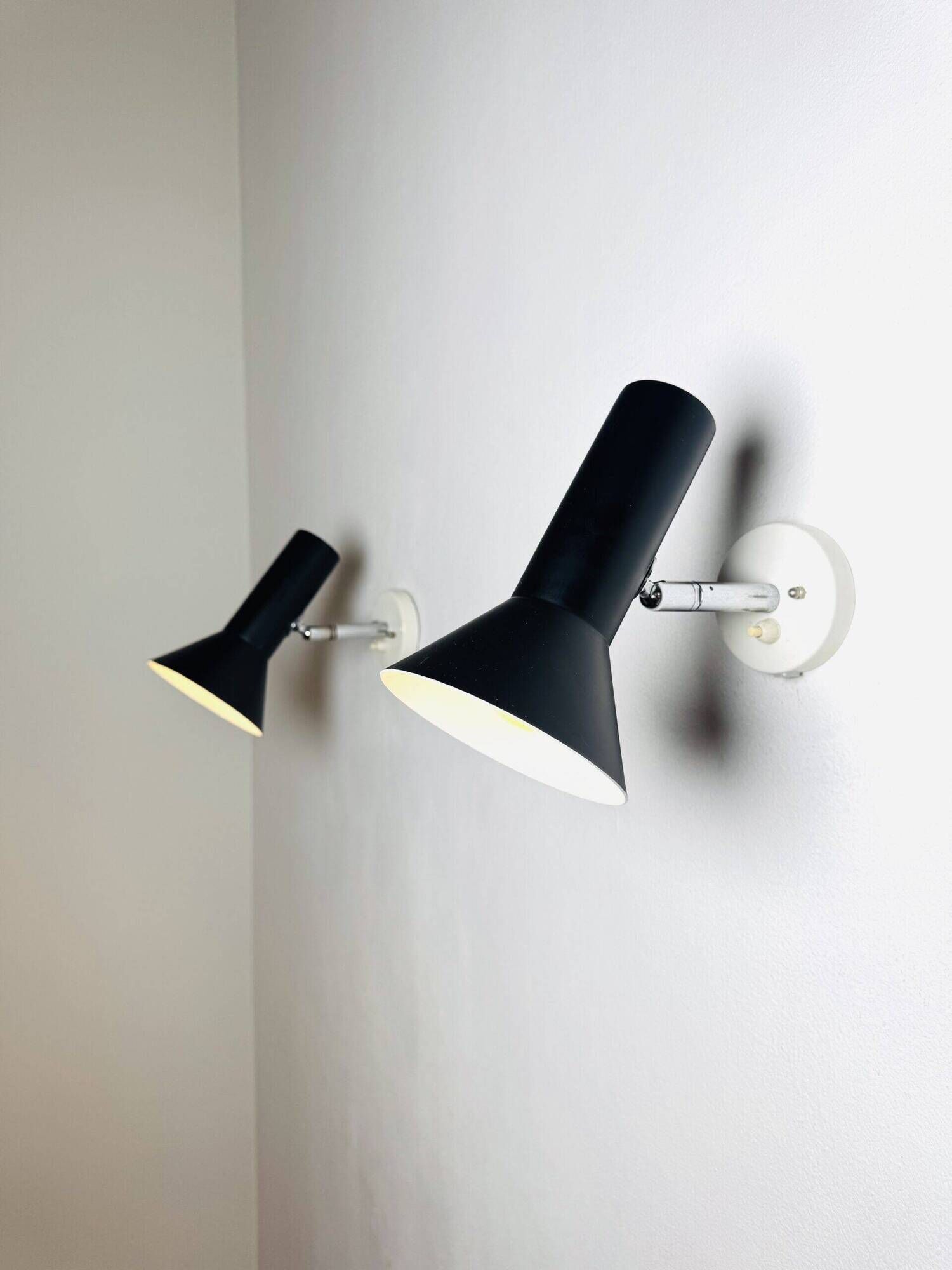 Pair Of C-1524 Adjustable Wall Lamps In Black By Raak Amsterdam, The Netherlands, 1960S