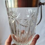 Cut crystal ice bucket, silver-plated metal, marked, cooler service.