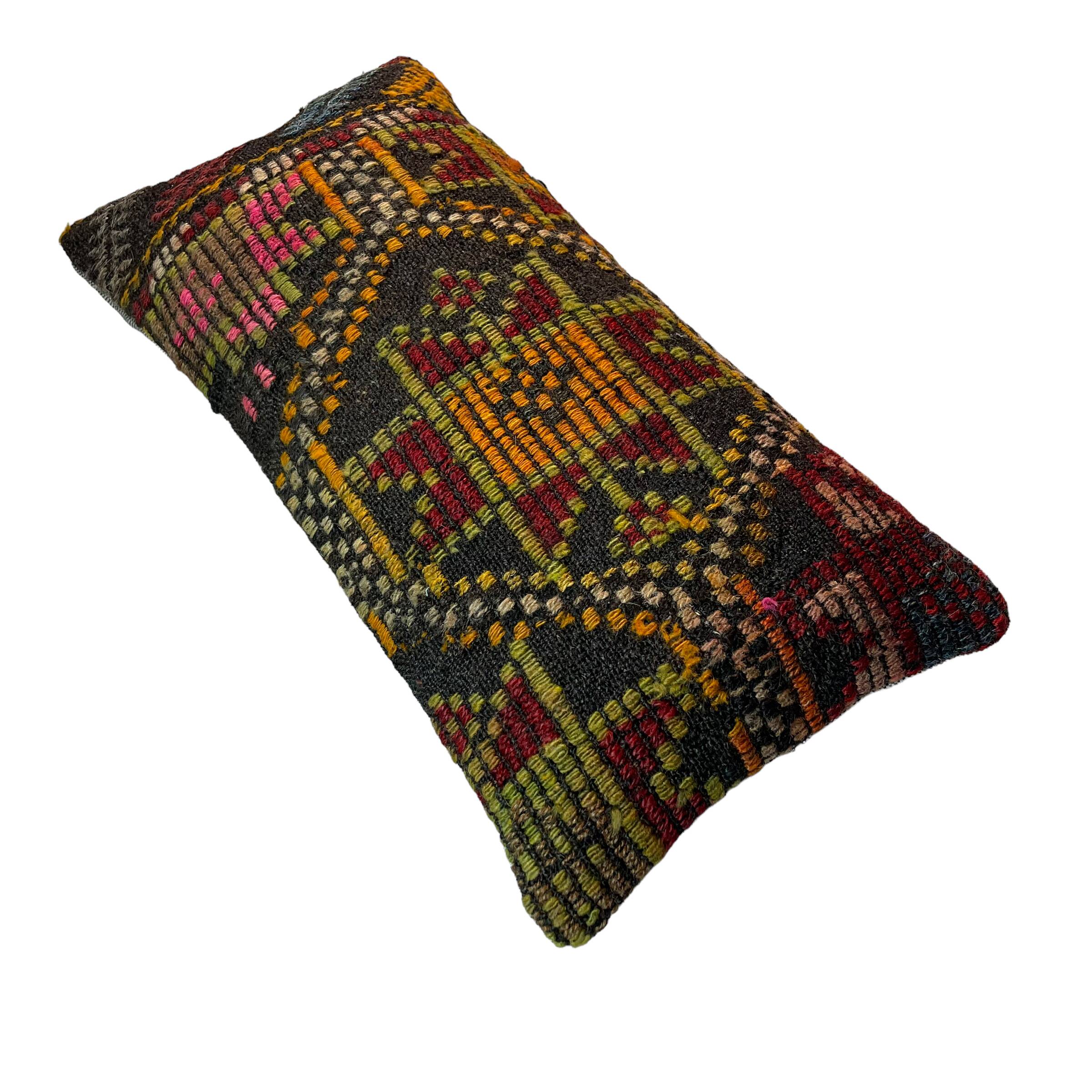 Vintage turkish kilim cushion cover , 30 x 60 cm