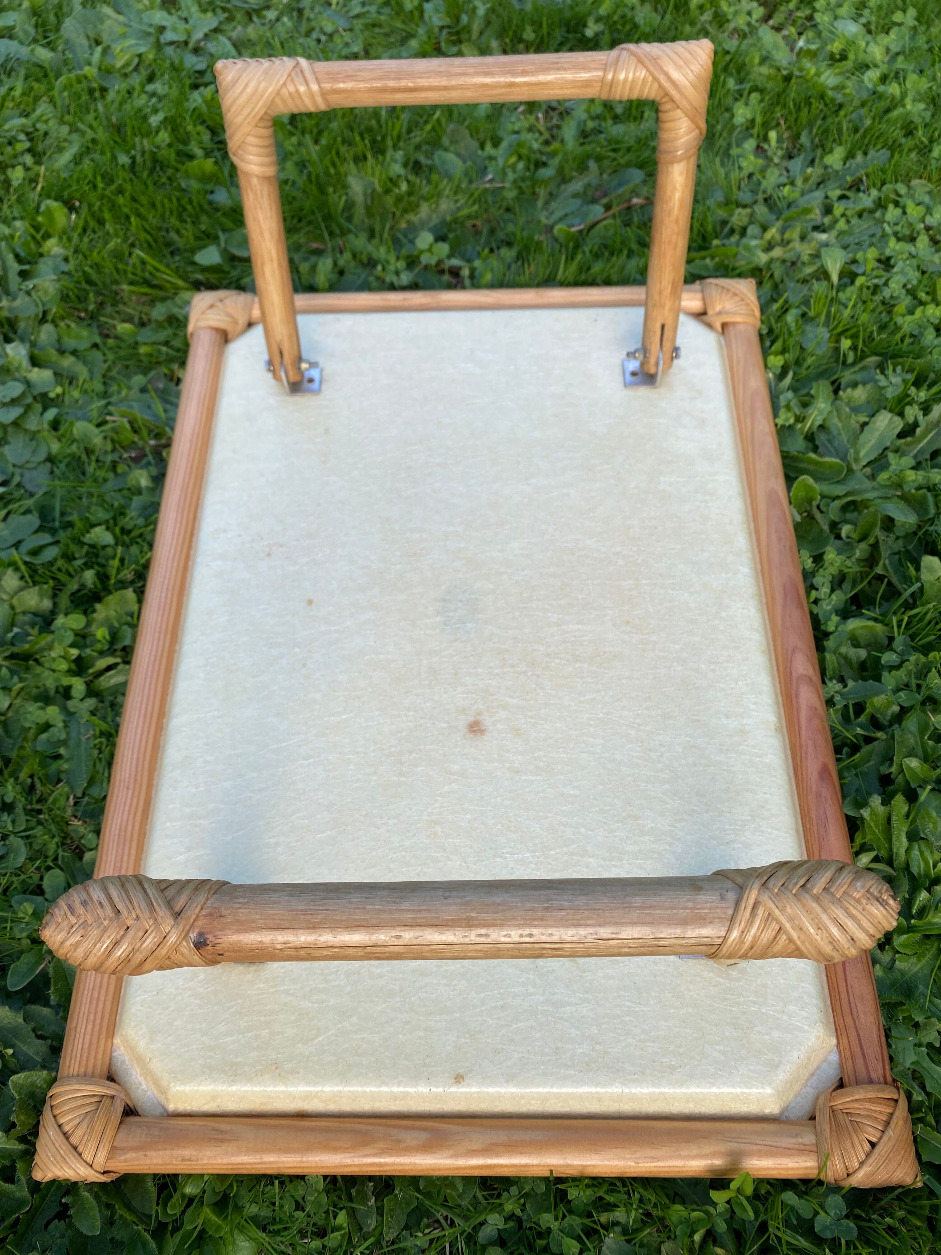 Breakfast tray on vintage stand
