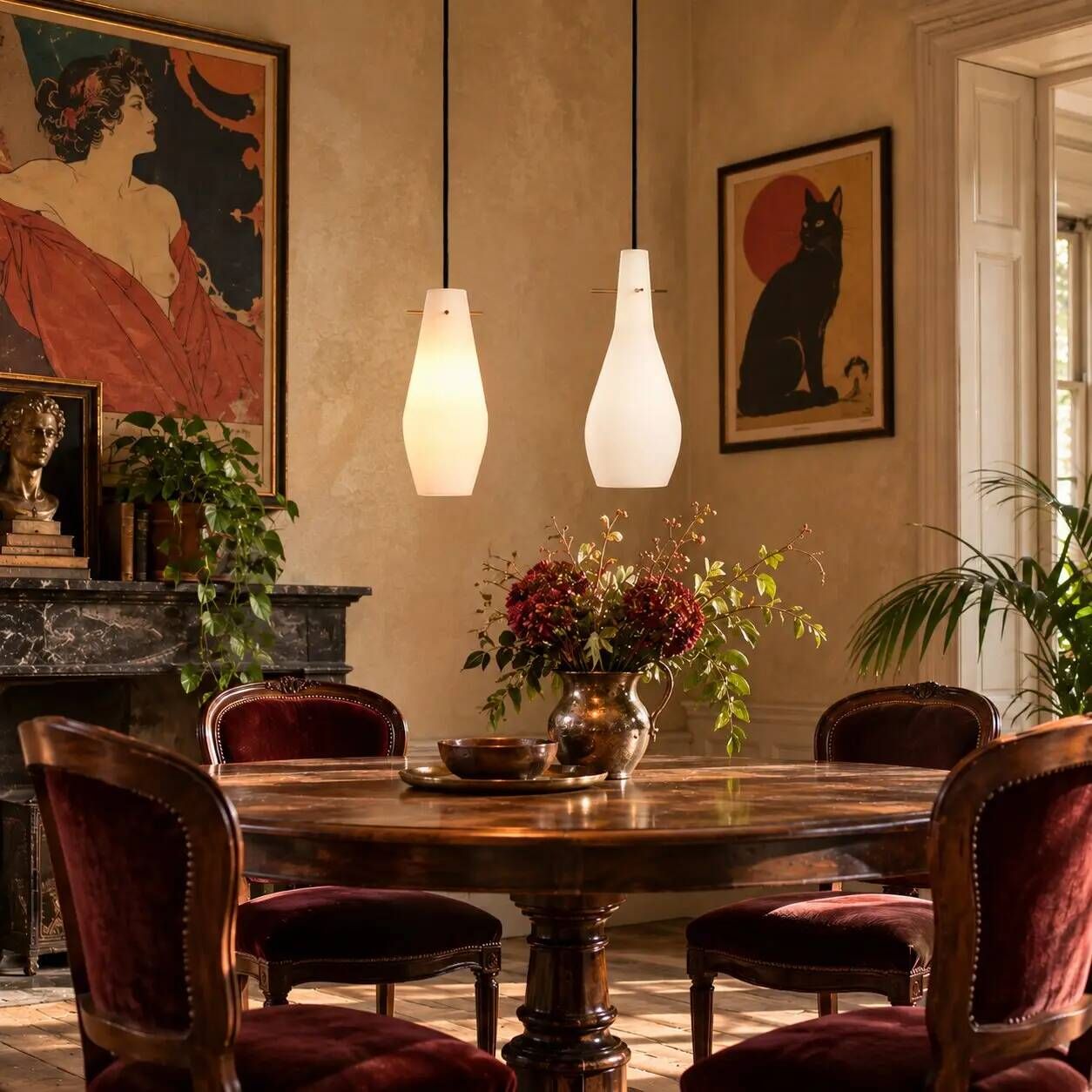 Vintage metal and opaline glass lamps, Italian design, 1960s.