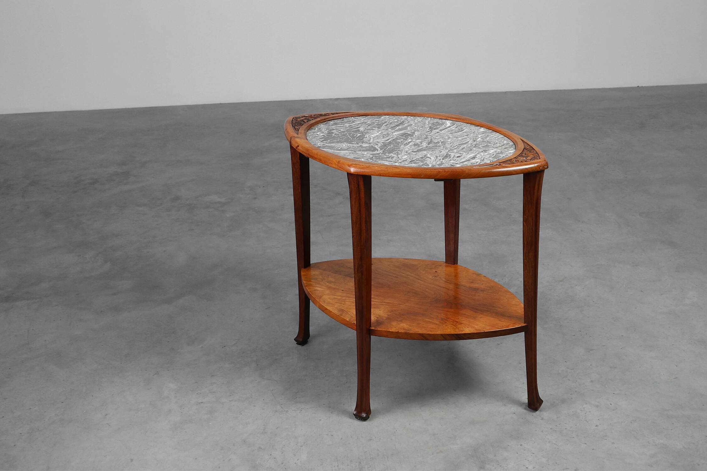 Art Nouveau Side Table in Walnut and Marble, France ca. 1915