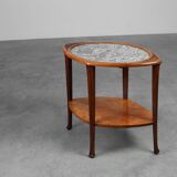 Art Nouveau Side Table in Walnut and Marble, France ca. 1915