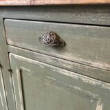 Antique green patinated grand buffet – 4 doors & 4 drawers – Wooden top