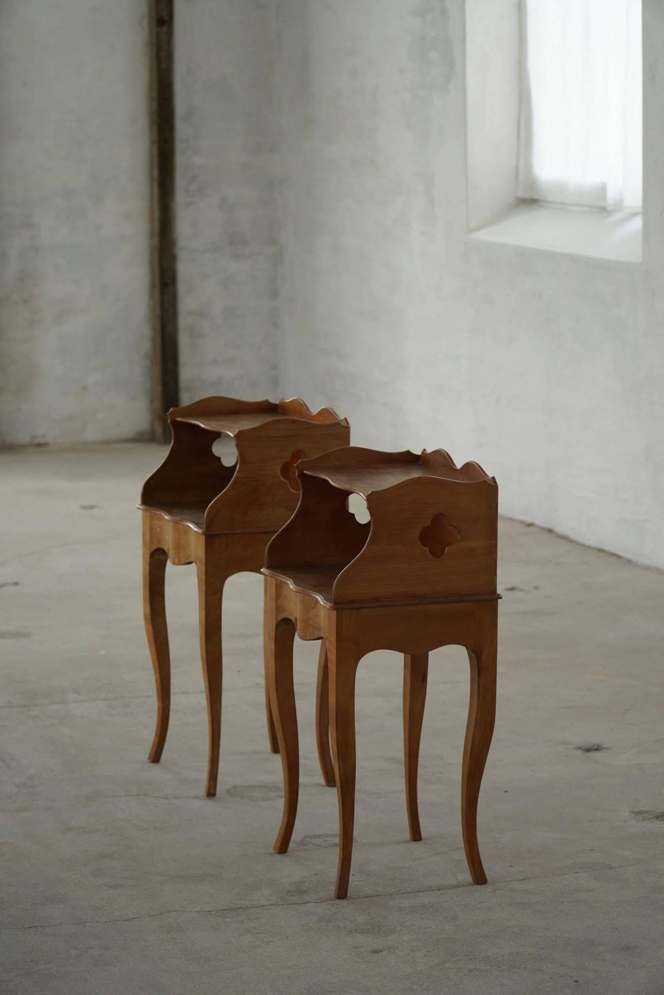 Modern Danish, An Elegant Pair of Walnut Bedside Tables, 1940s
