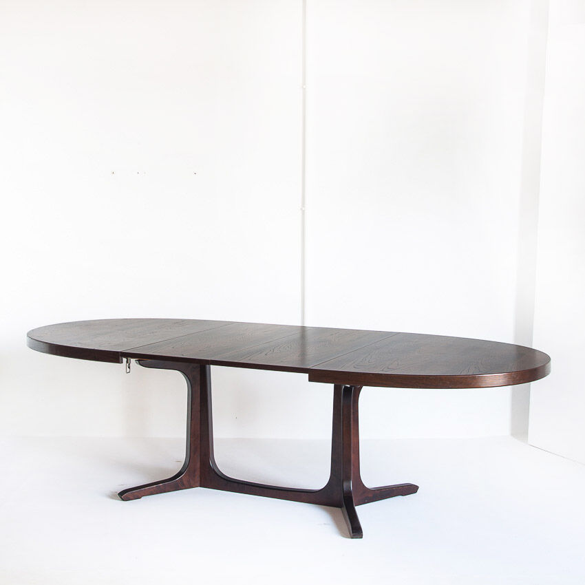 Vintage elm wood table with two extensions, France 1970