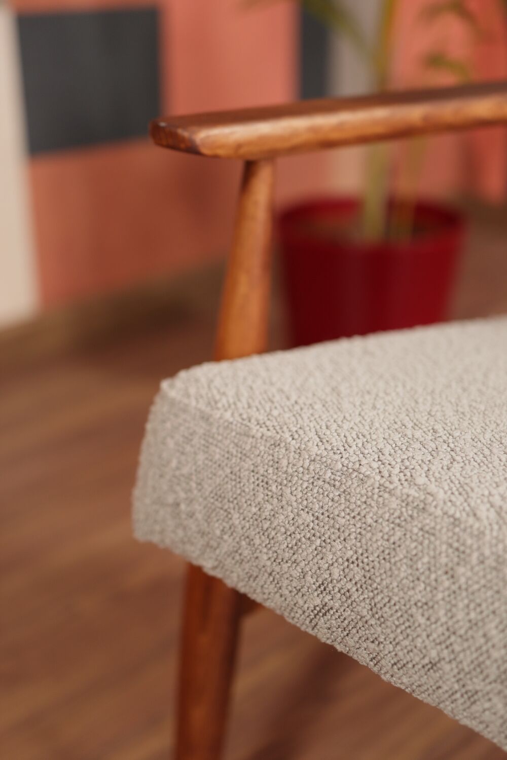 Armchair and ottoman in boucle fabric by H. Lis